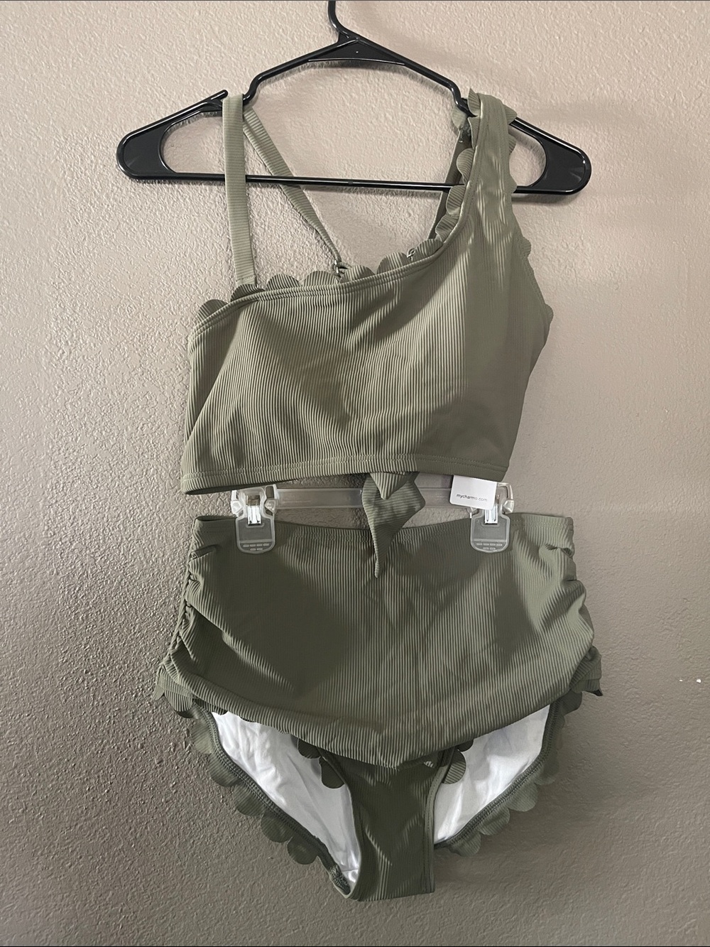 Target Olive Green Ribbed One-Shoulder High-Waist Bikini